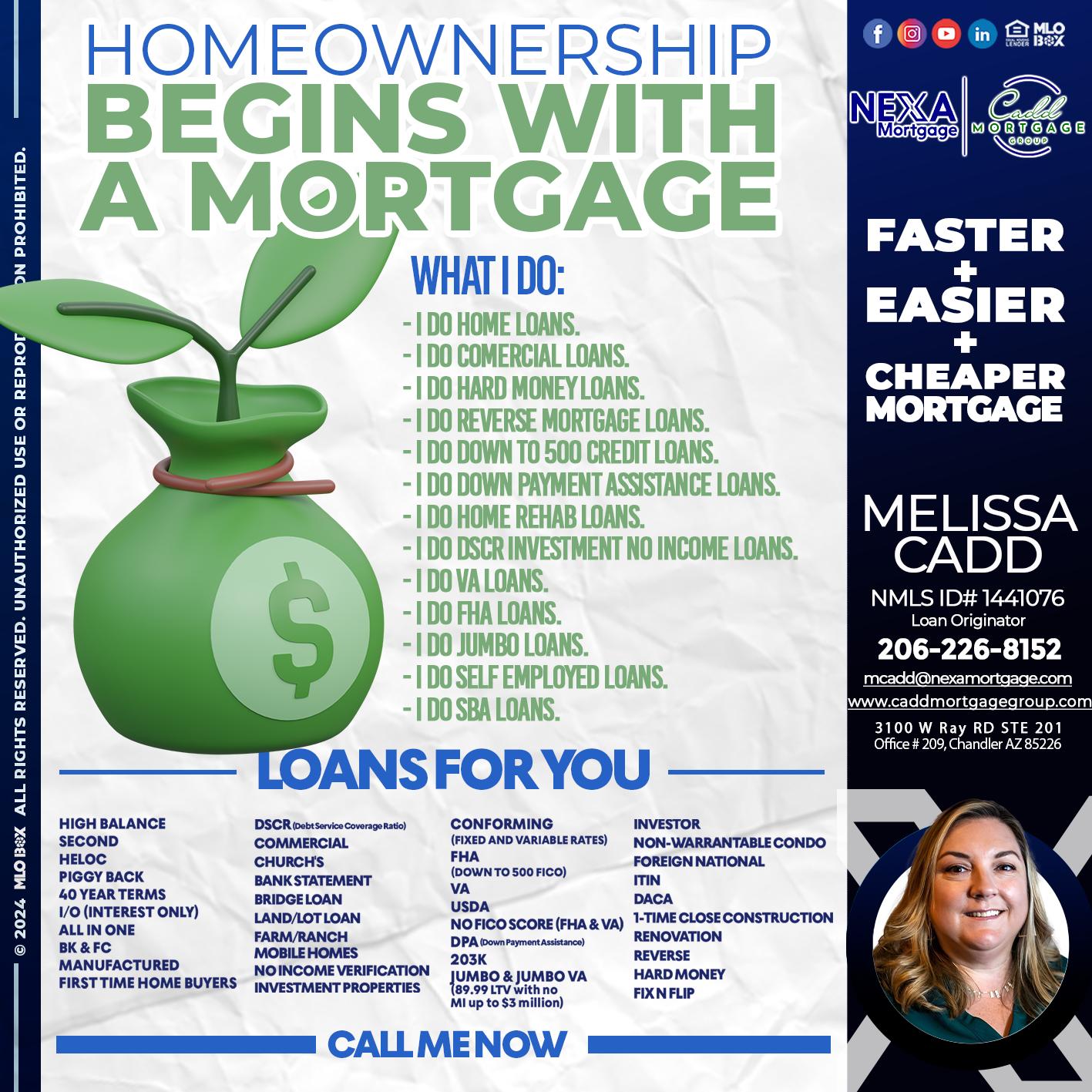 HOME OWNERSHIP - Melissa Cadd -Loan Originator