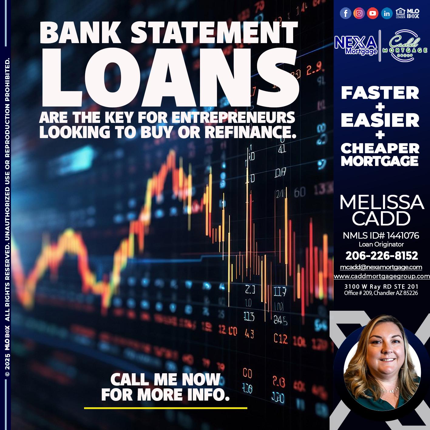 BANK STATEMENT - Melissa Cadd -Loan Originator