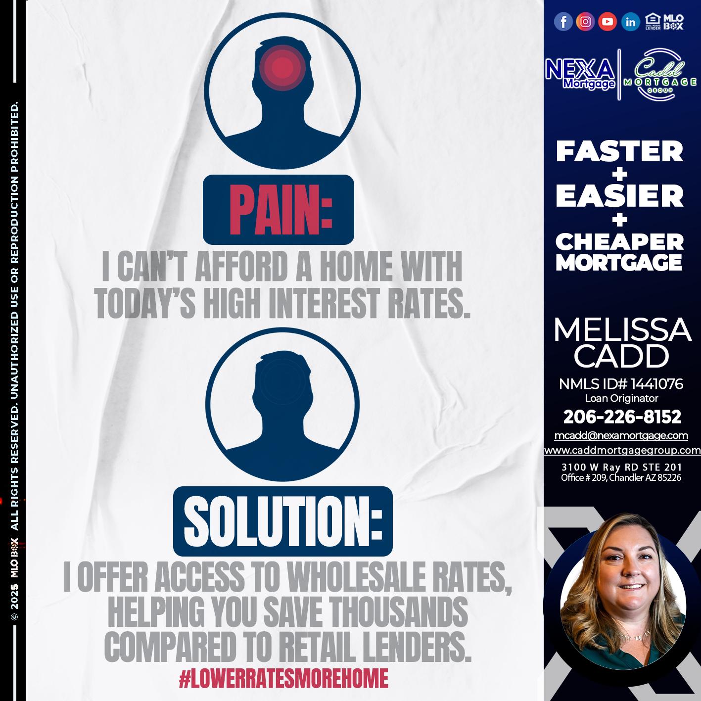 PAIN-SOLUTION - Melissa Cadd -Loan Originator