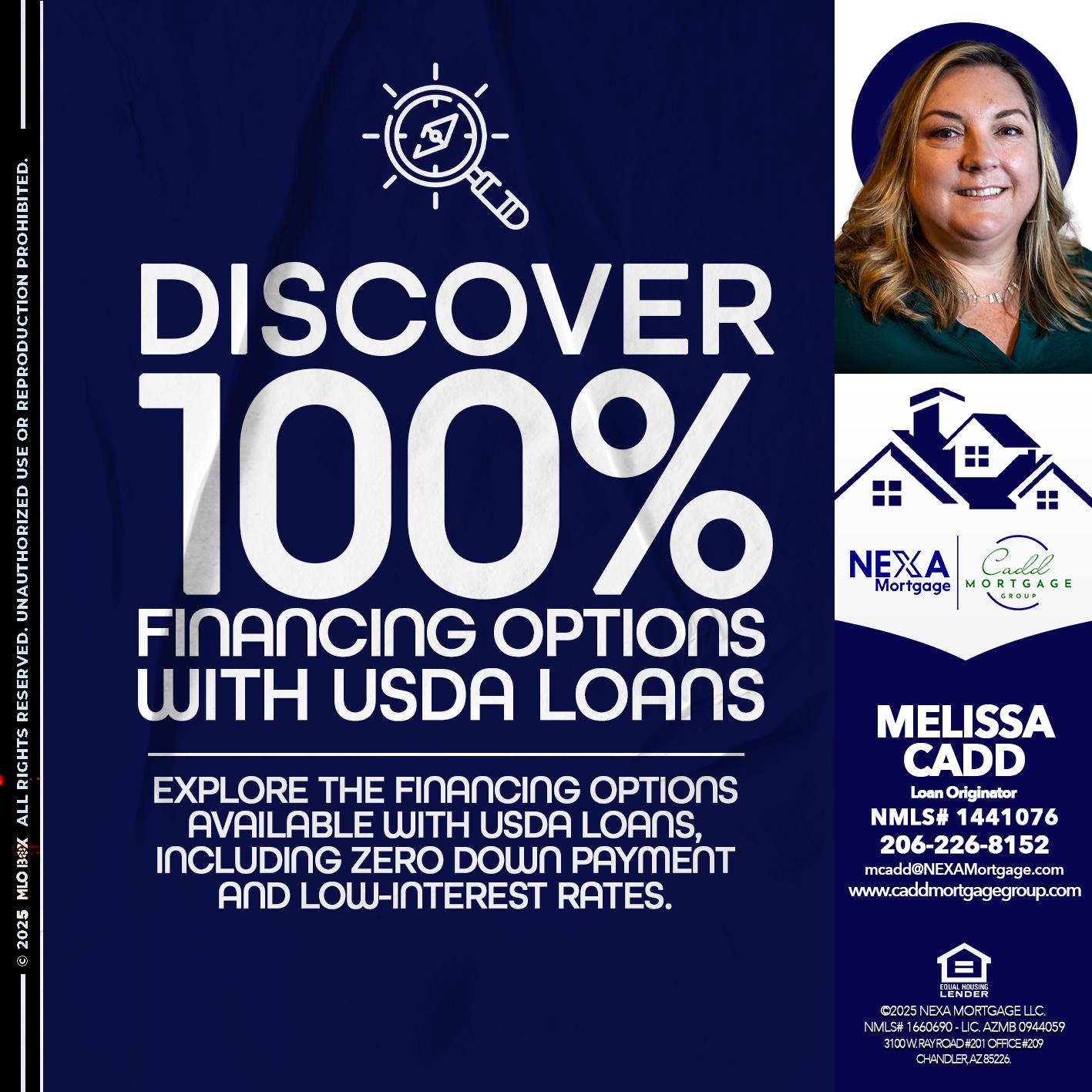 DISCOVER 100% - Melissa Cadd -Loan Originator