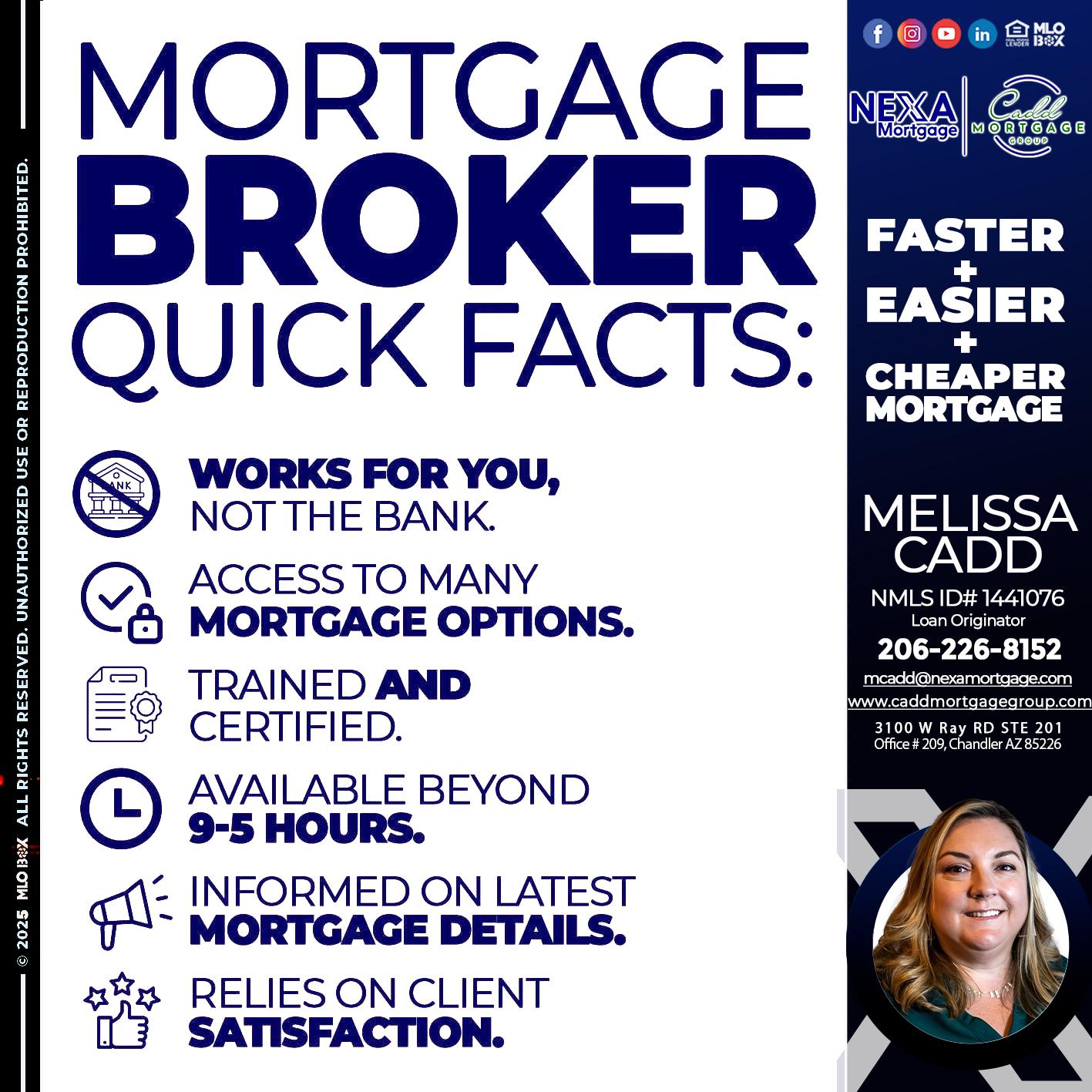 MORTGAGE BROKER - Melissa Cadd -Loan Originator