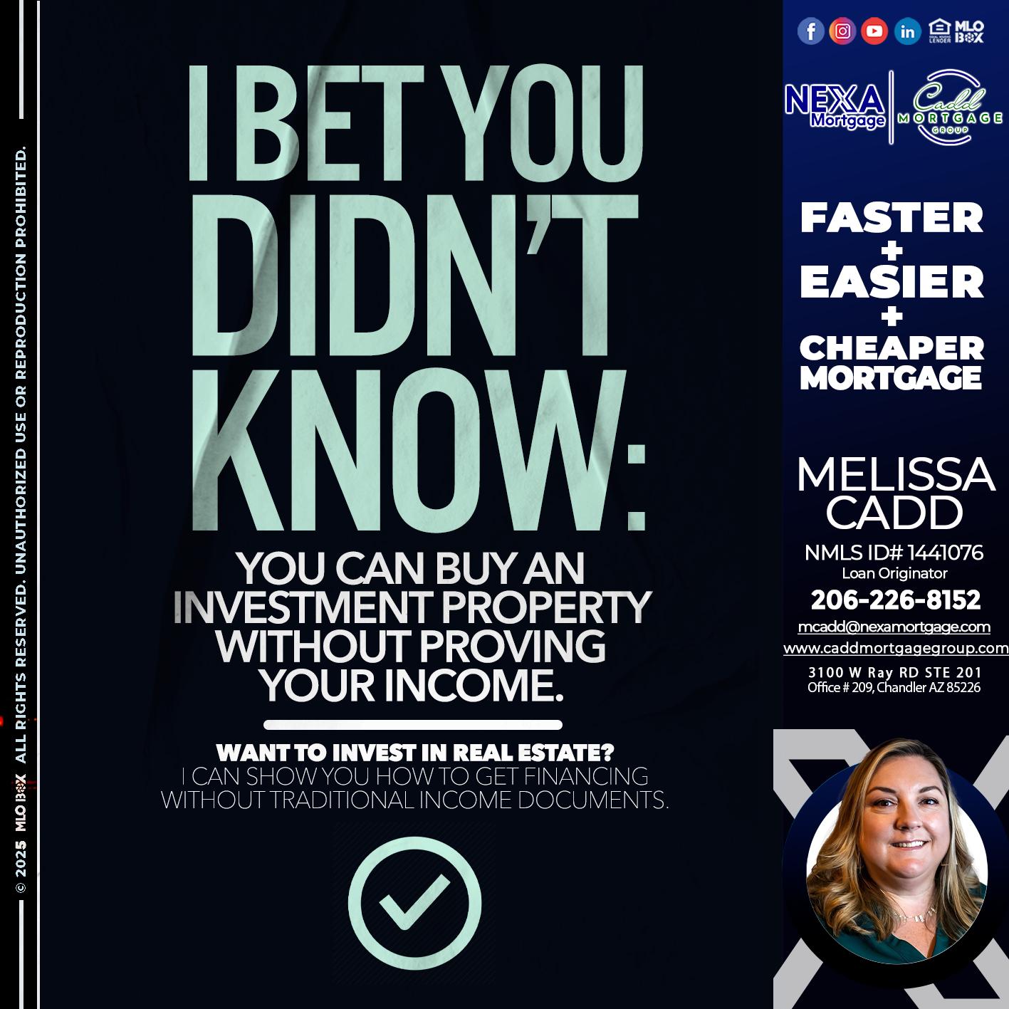 I BET YOU - Melissa Cadd -Loan Originator