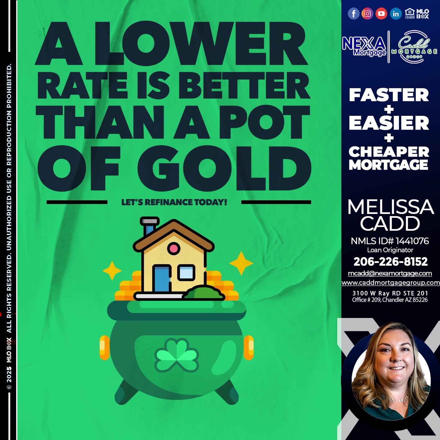 A LOWER RATE - Melissa Cadd -Loan Originator