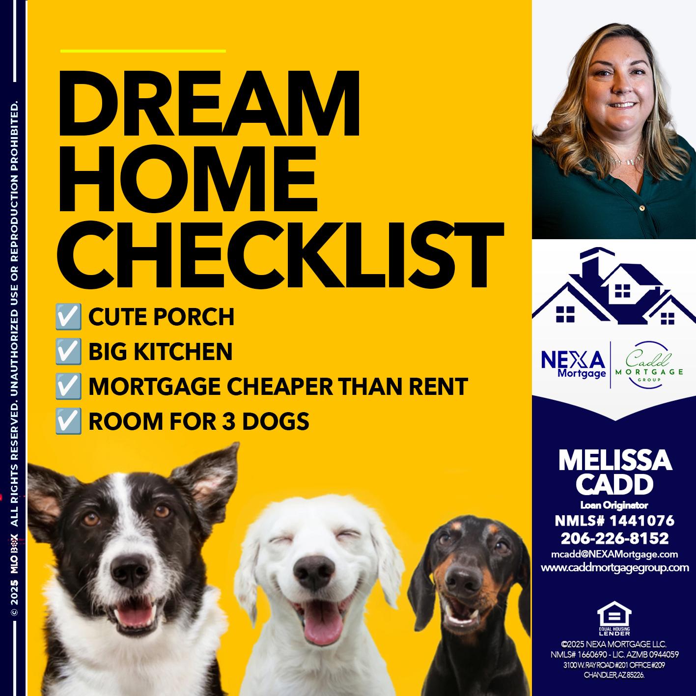 DREAM HOME CHEK LIST - Melissa Cadd -Loan Originator