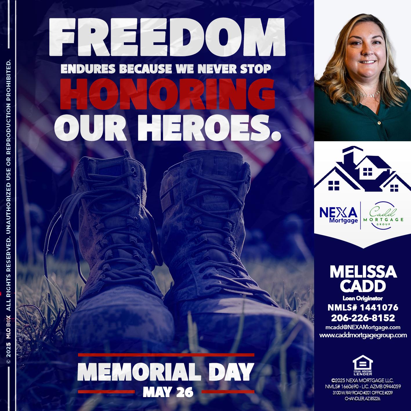 Memorial Day - Melissa Cadd -Loan Originator