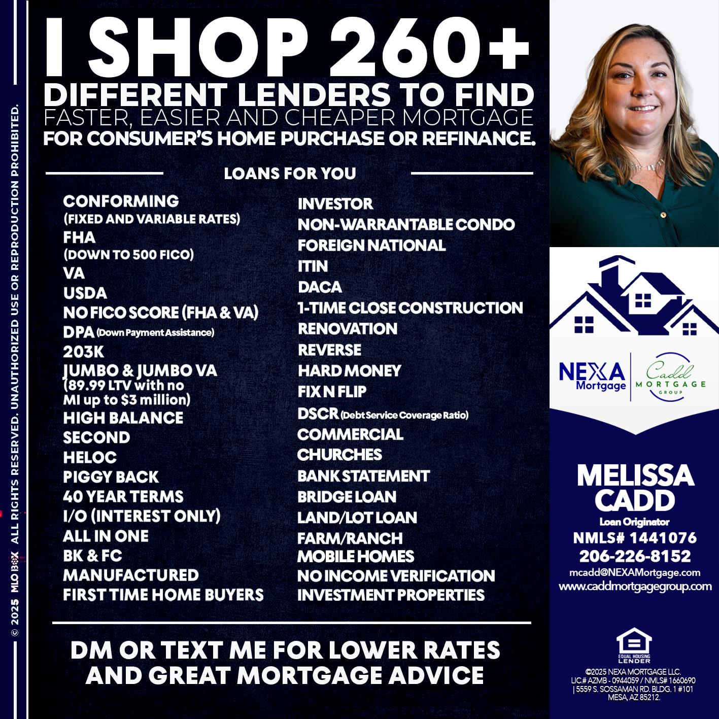 I SHOP +260 - Melissa Cadd -Loan Originator
