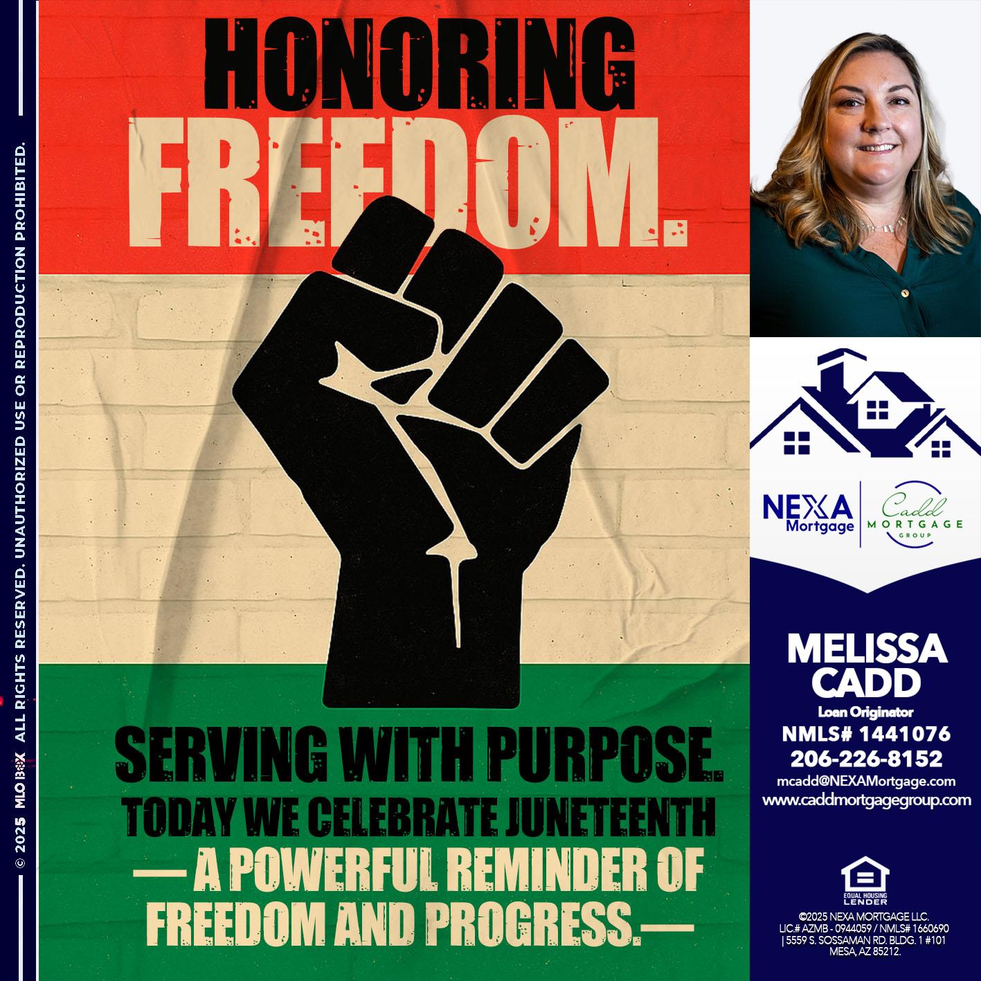 HONORING FREEDOM - Melissa Cadd -Loan Originator