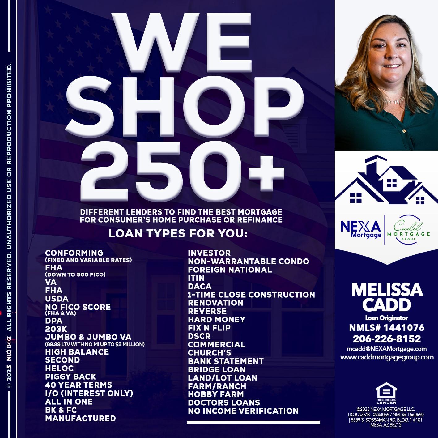 WE SHOP 250+ - Melissa Cadd -Loan Originator