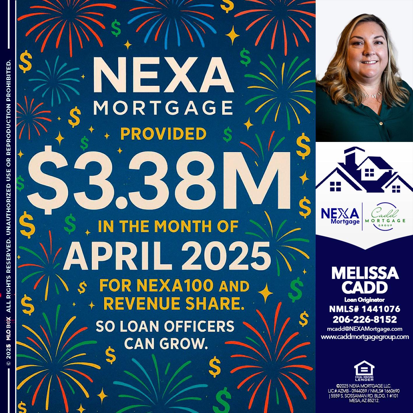 $3.38M - Melissa Cadd -Loan Originator