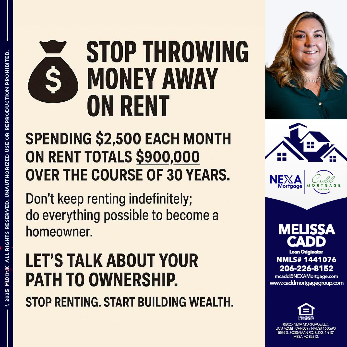 STOP THROWING - Melissa Cadd -Loan Originator