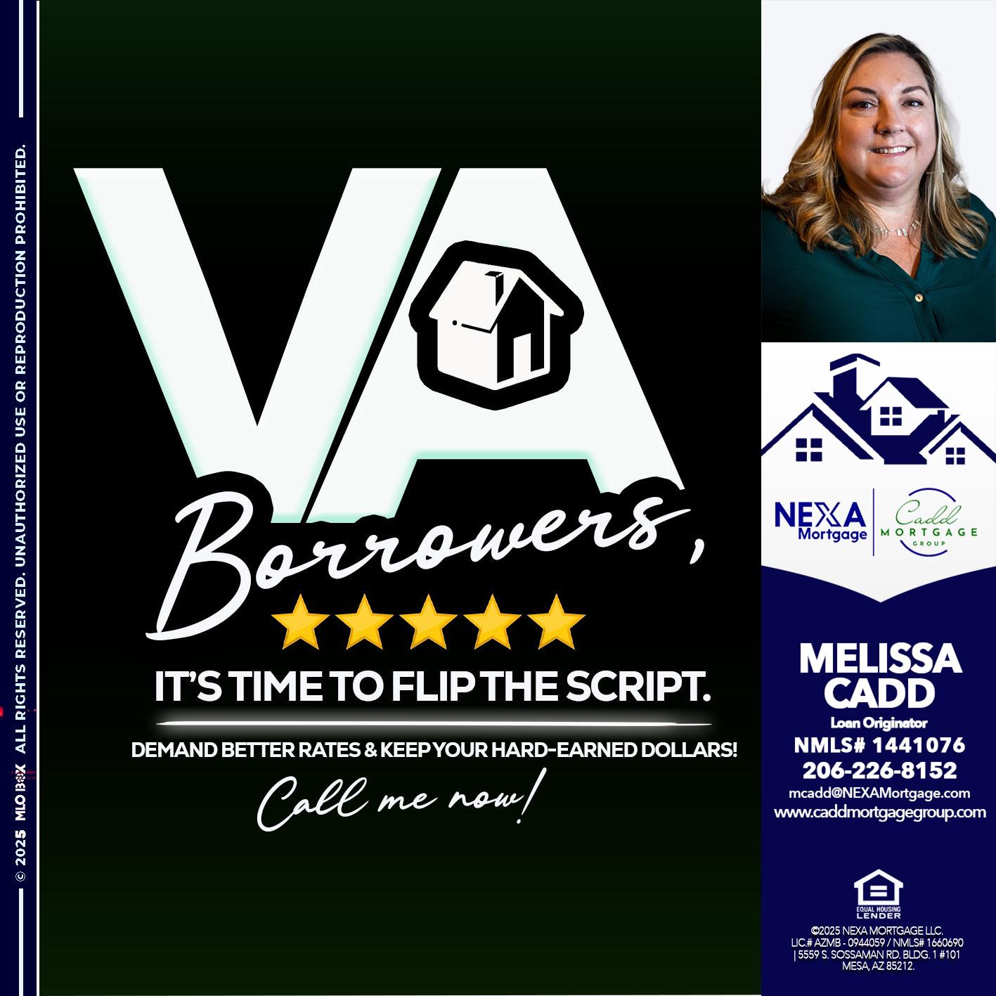VA BORROWERS - Melissa Cadd -Loan Originator
