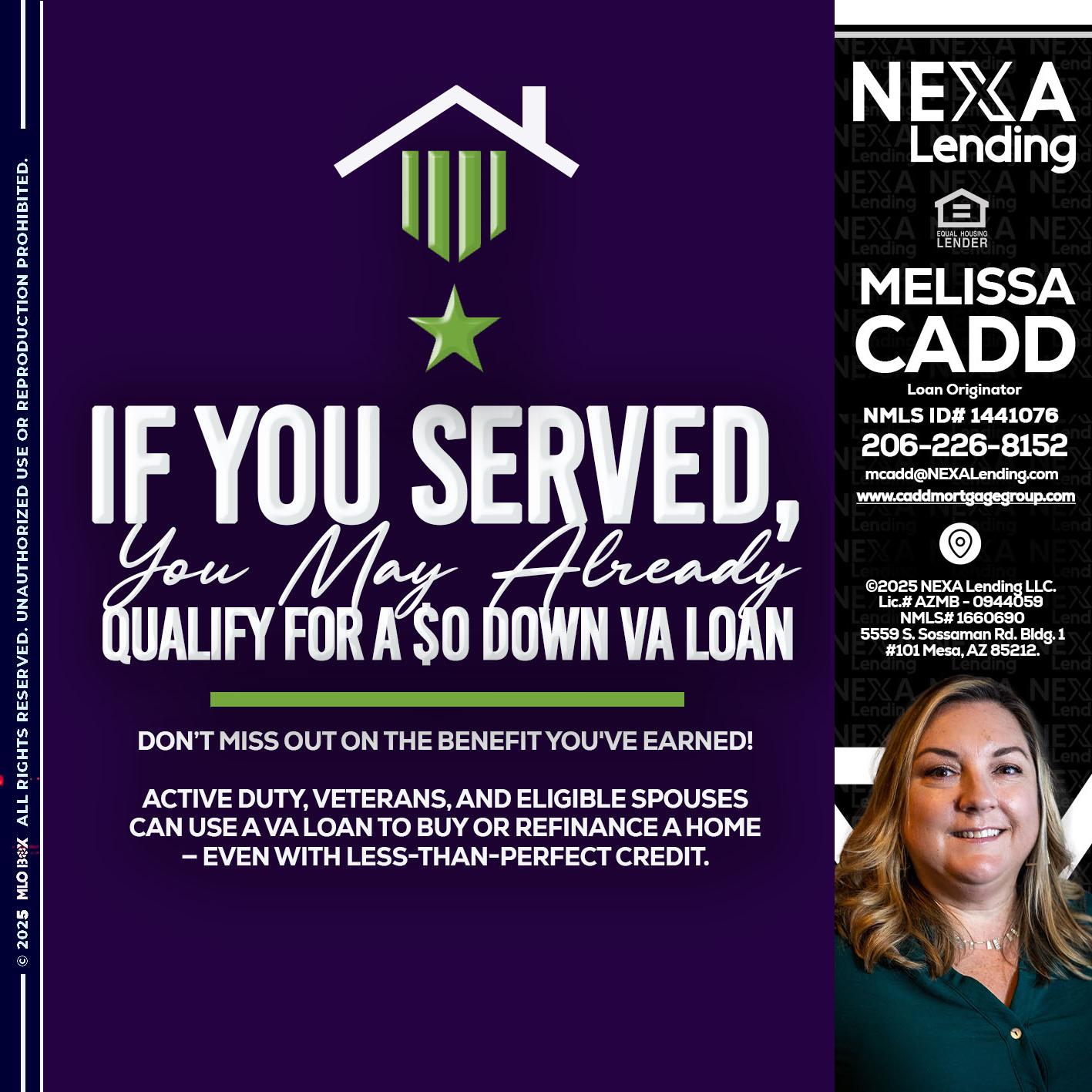 IF YOU SERVED - Melissa Cadd -Loan Originator