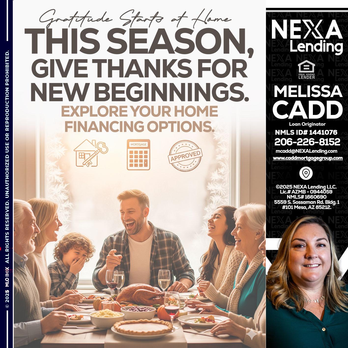 THIS SEASON - Melissa Cadd -Loan Originator