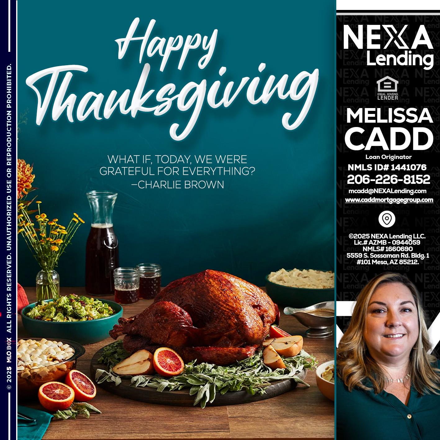 happy Thanksgiving - Melissa Cadd -Loan Originator