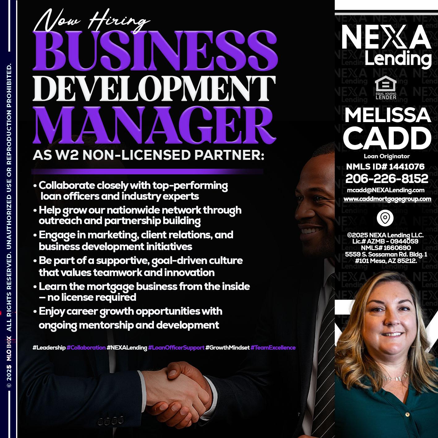 NOW HIRING - Melissa Cadd -Loan Originator