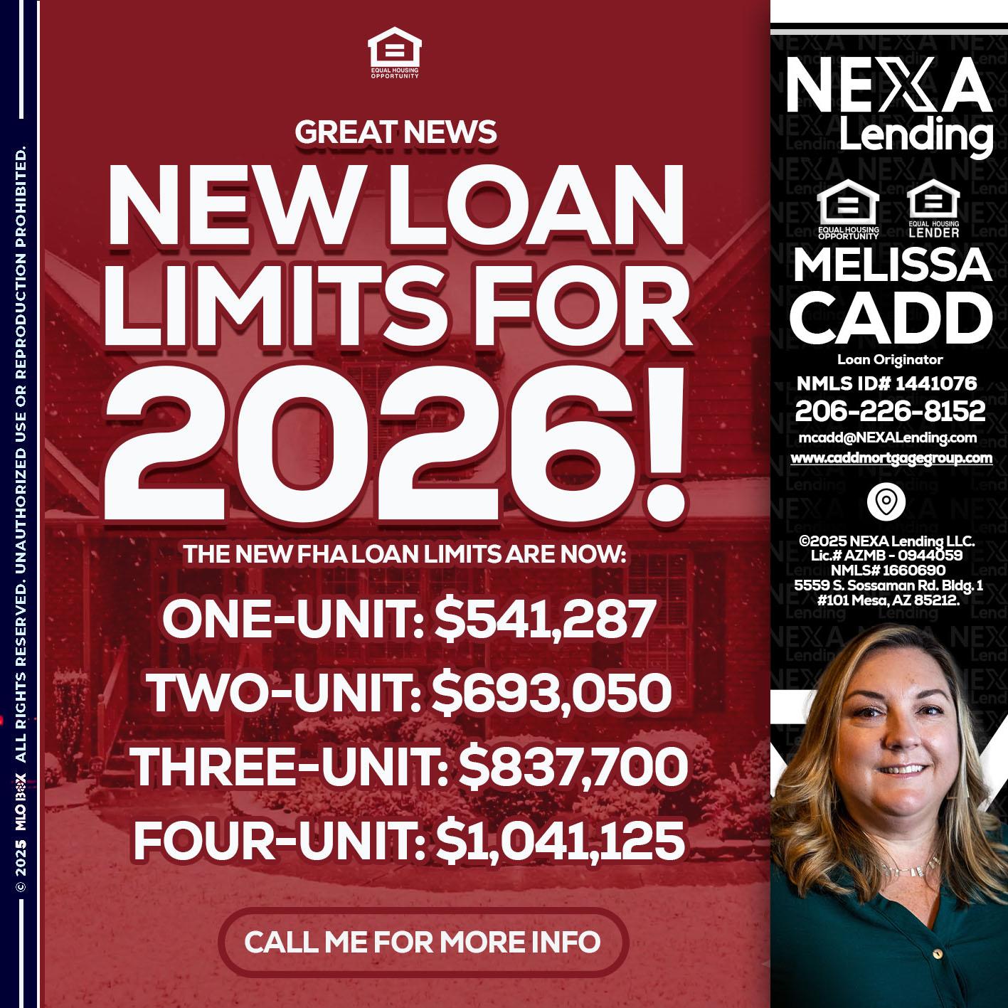 loan limits - Melissa Cadd -Loan Originator