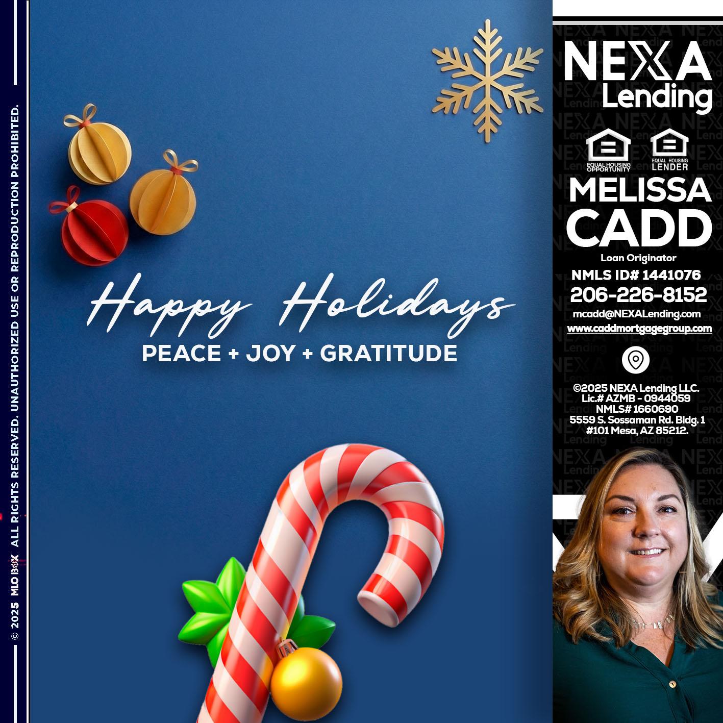 HAPPY HOLIDAYS - Melissa Cadd -Loan Originator