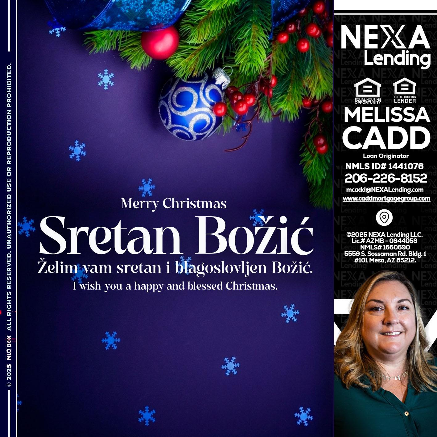 Sretan Božić - Melissa Cadd -Loan Originator