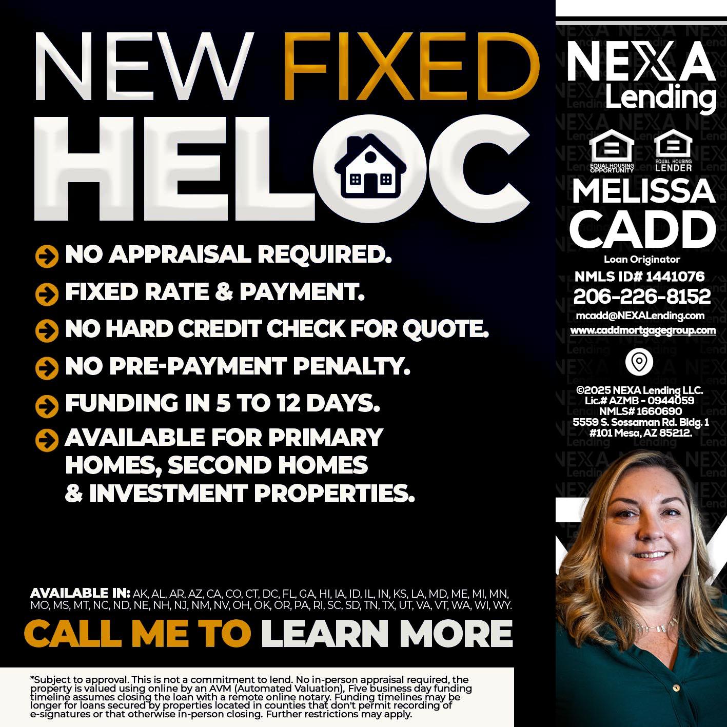 HELOC - Melissa Cadd -Loan Originator