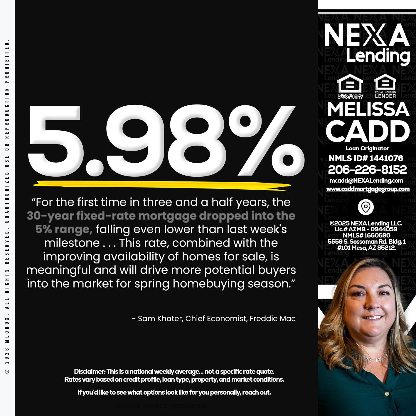 5.98% - Melissa Cadd -Loan Originator