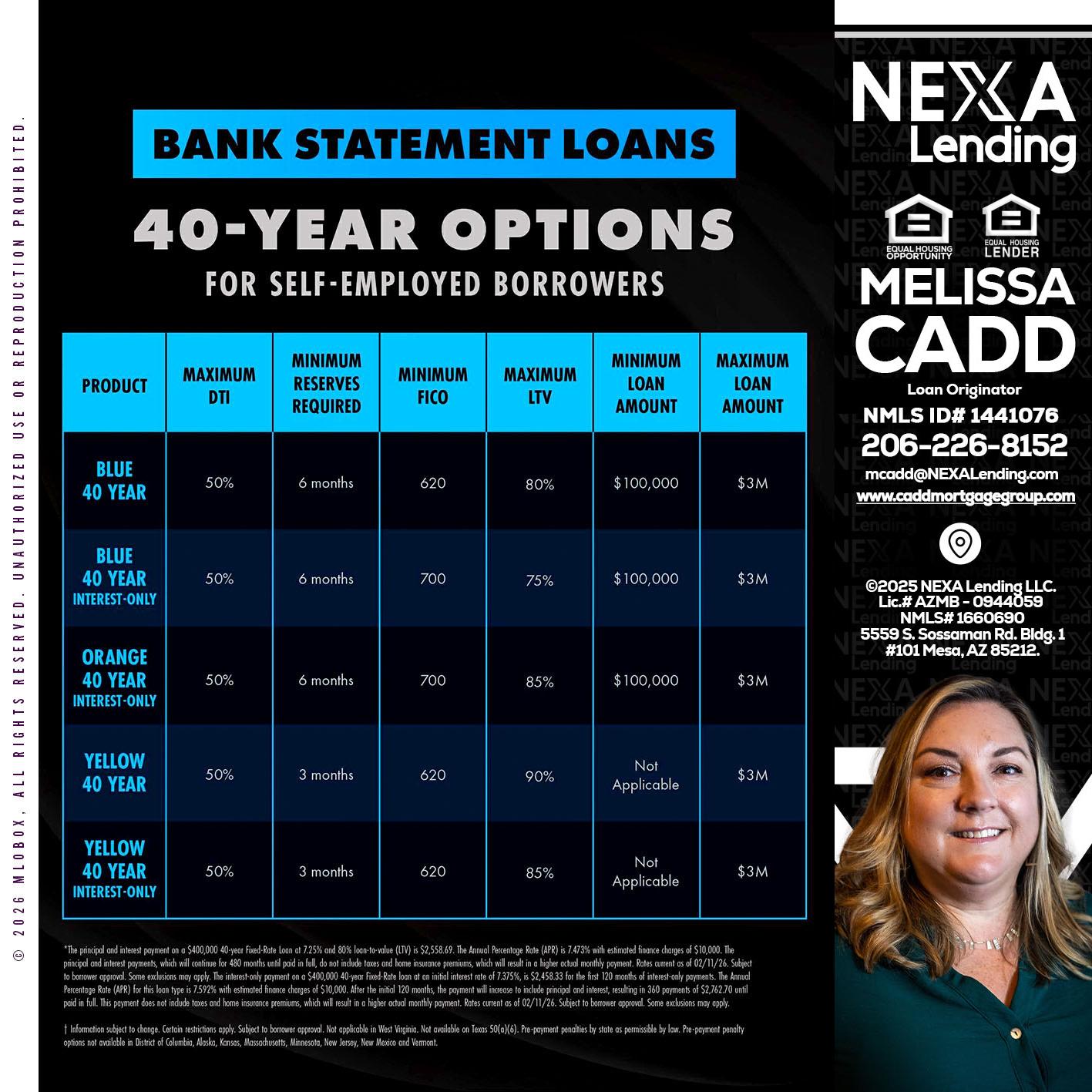40 YR. OPTIONS - Melissa Cadd -Loan Originator