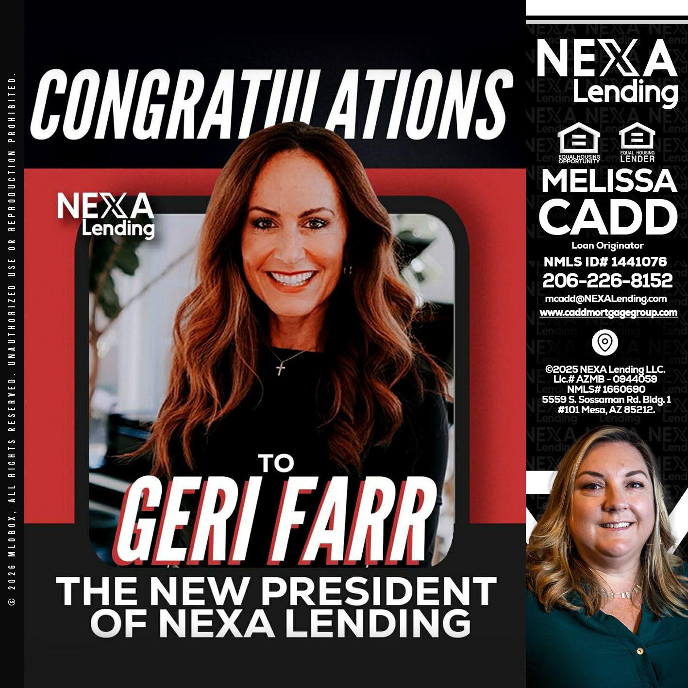 CONGRATULATIONS - Melissa Cadd -Loan Originator