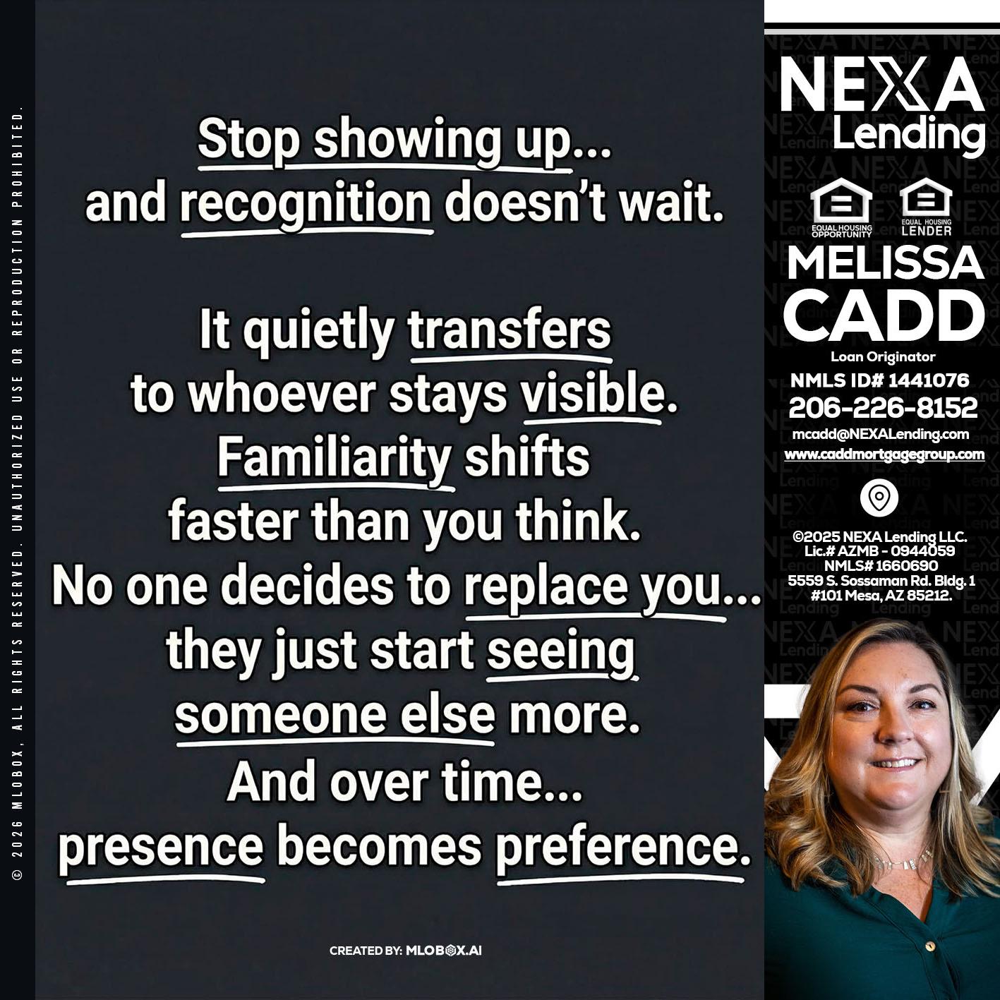 STOP SHOWING - Melissa Cadd -Loan Originator