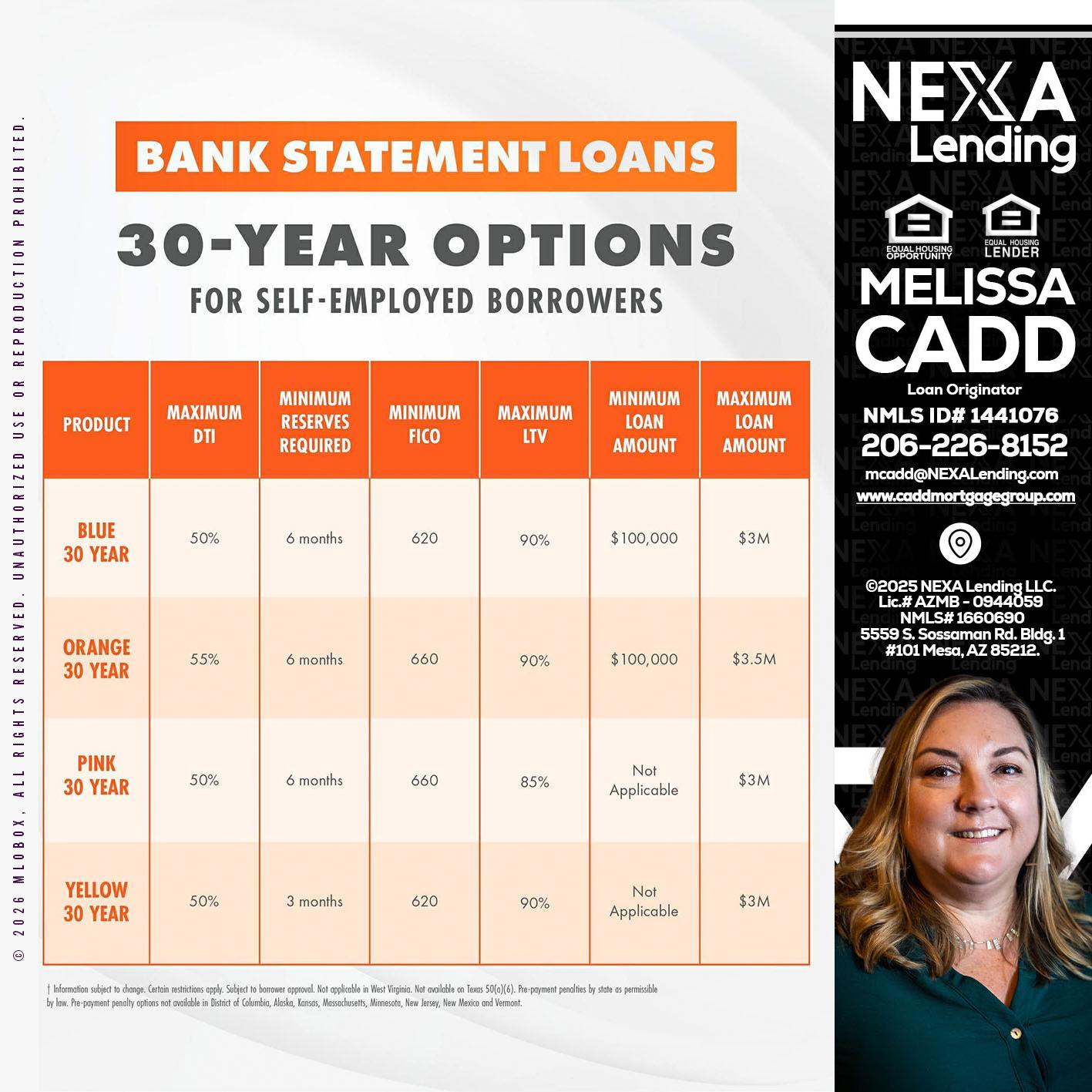 30 YEARS OPTIONS - Melissa Cadd -Loan Originator
