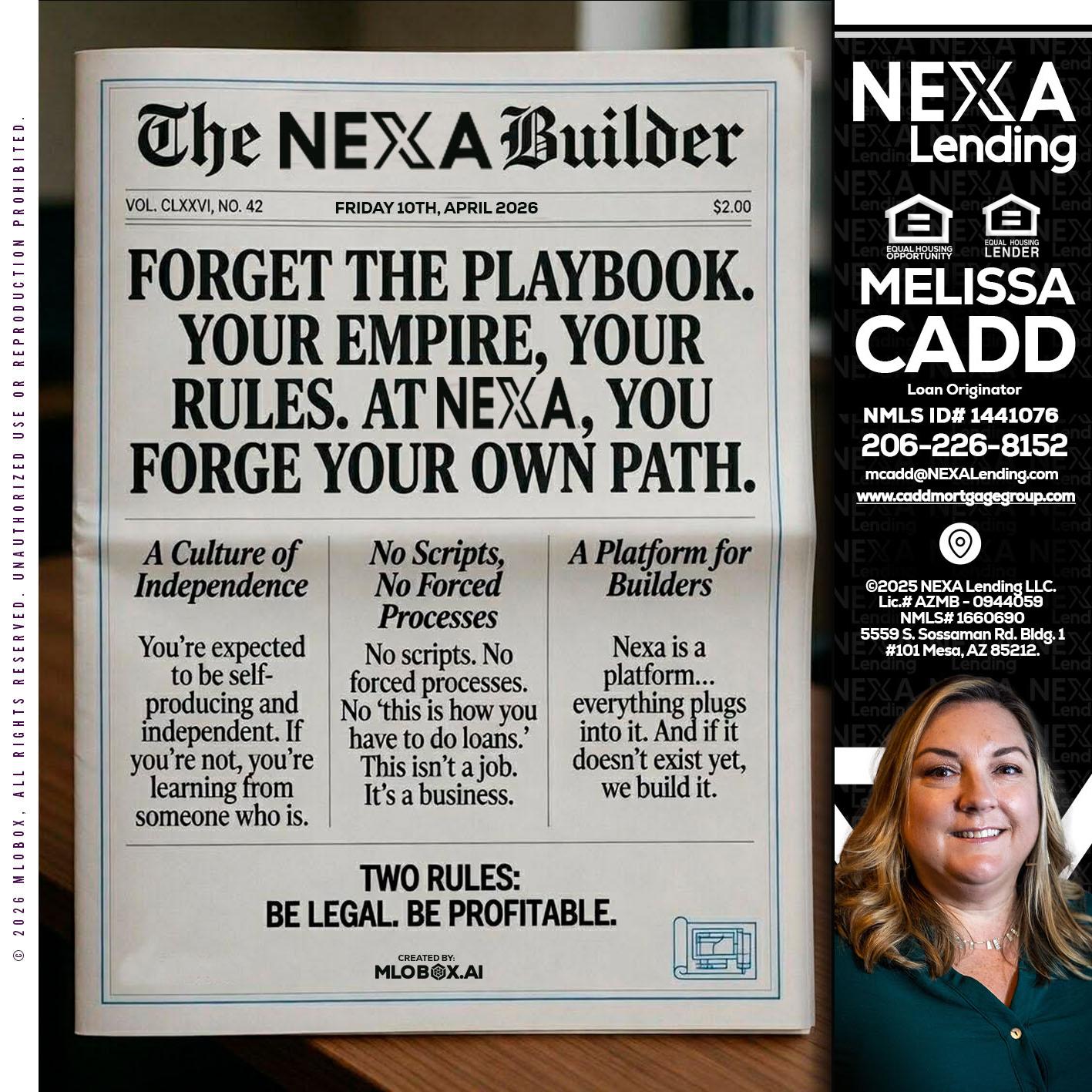 THE NEXA BUILDER - Melissa Cadd -Loan Originator