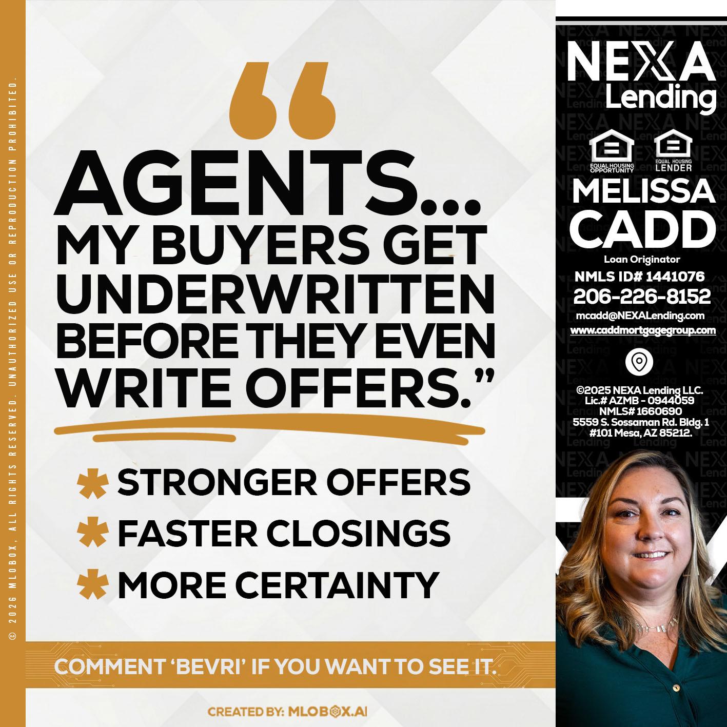 agents - Melissa Cadd -Loan Originator