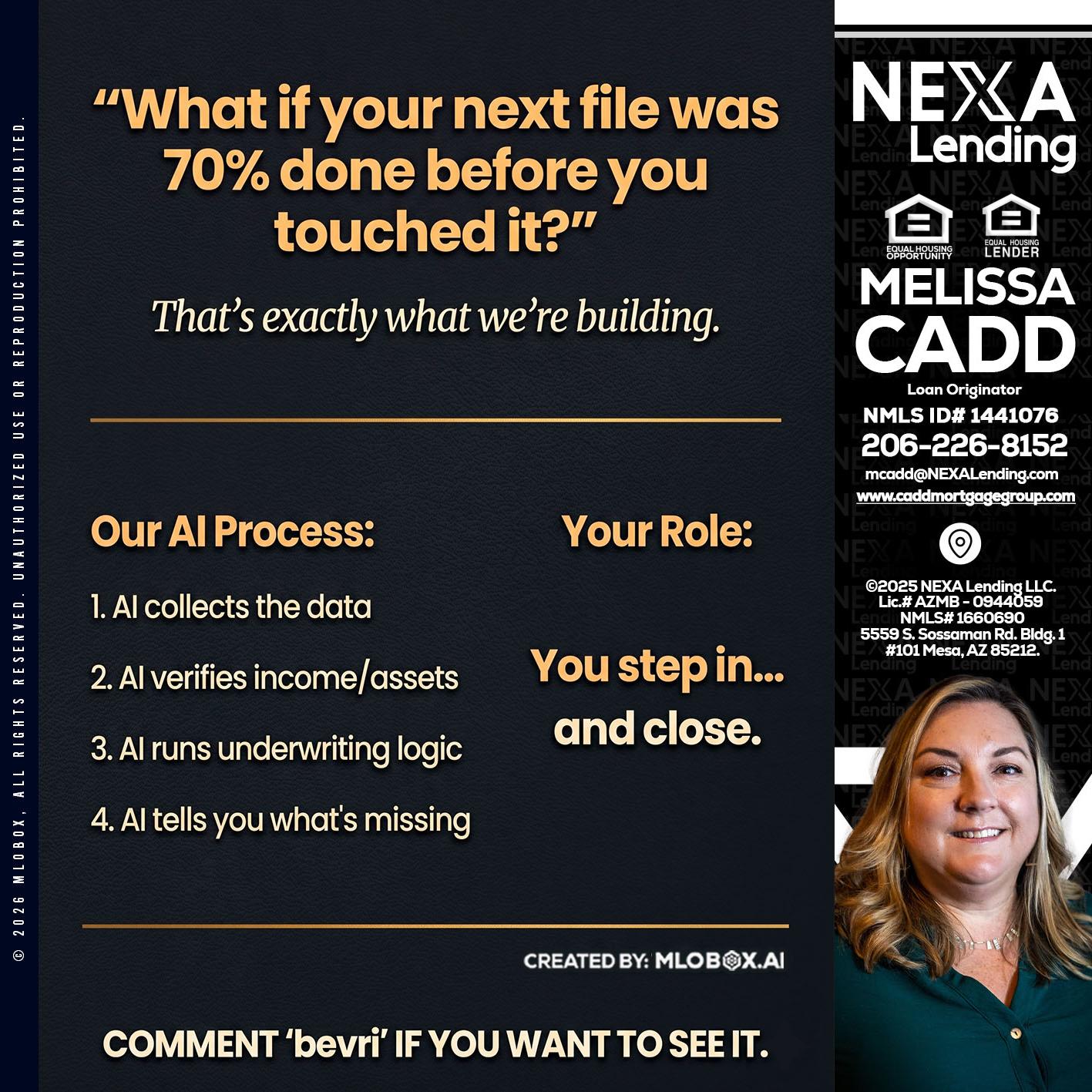 WHAT IF YOUR - Melissa Cadd -Loan Originator