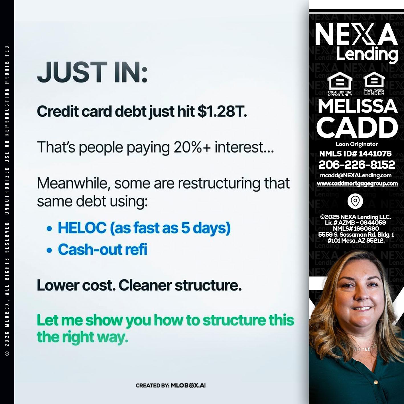 JUST IN - Melissa Cadd -Loan Originator