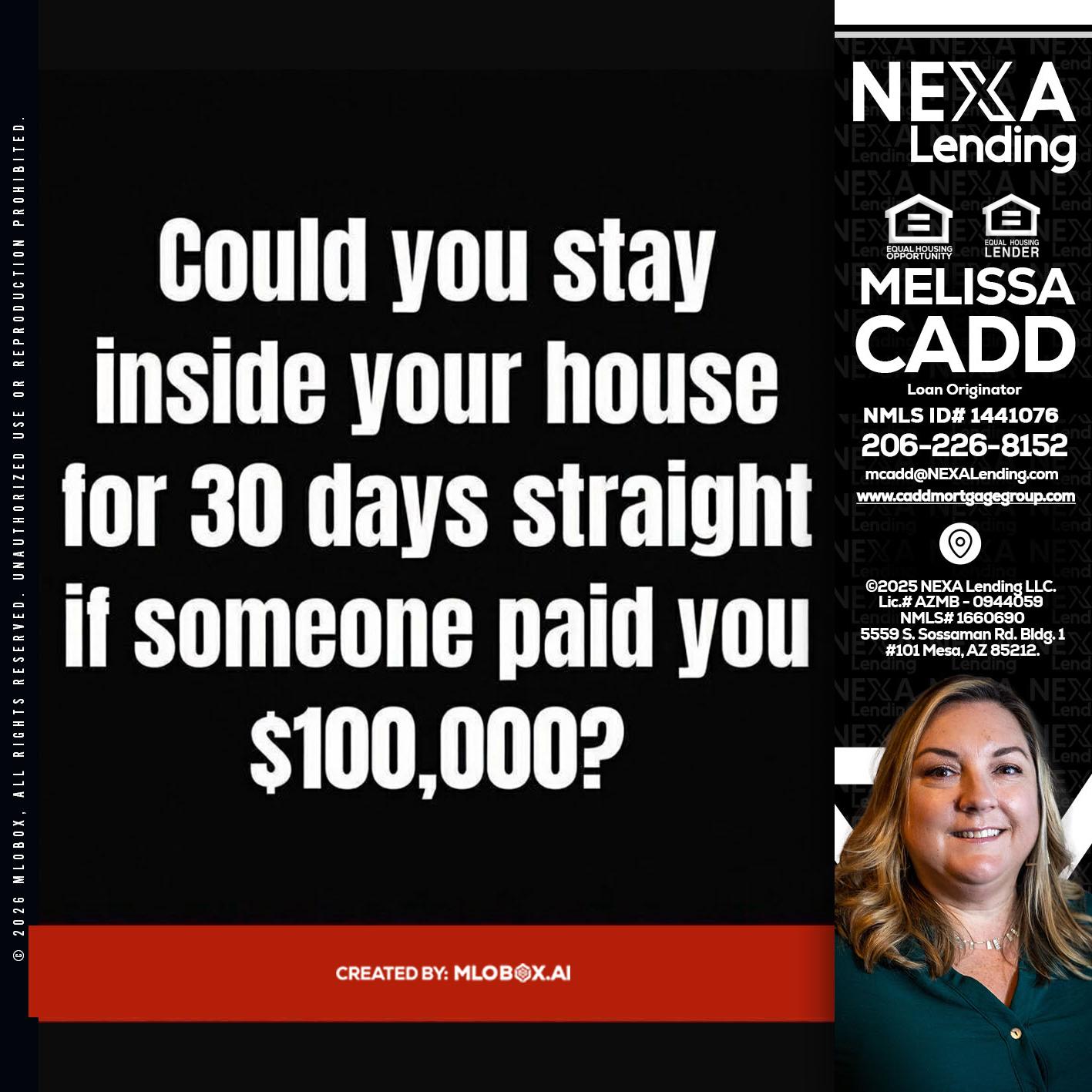 COULD YOU STAY - Melissa Cadd -Loan Originator