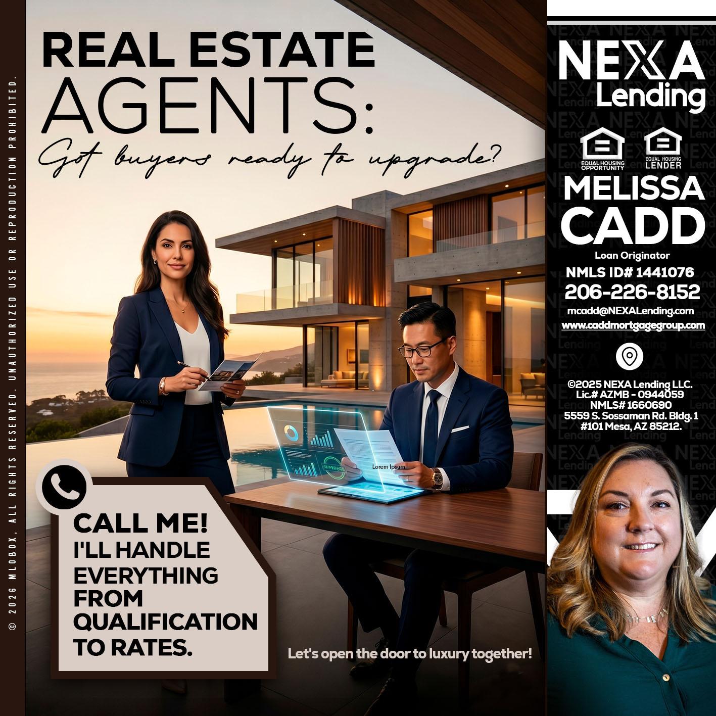 REAL ESTATE AGENTS - Melissa Cadd -Loan Originator