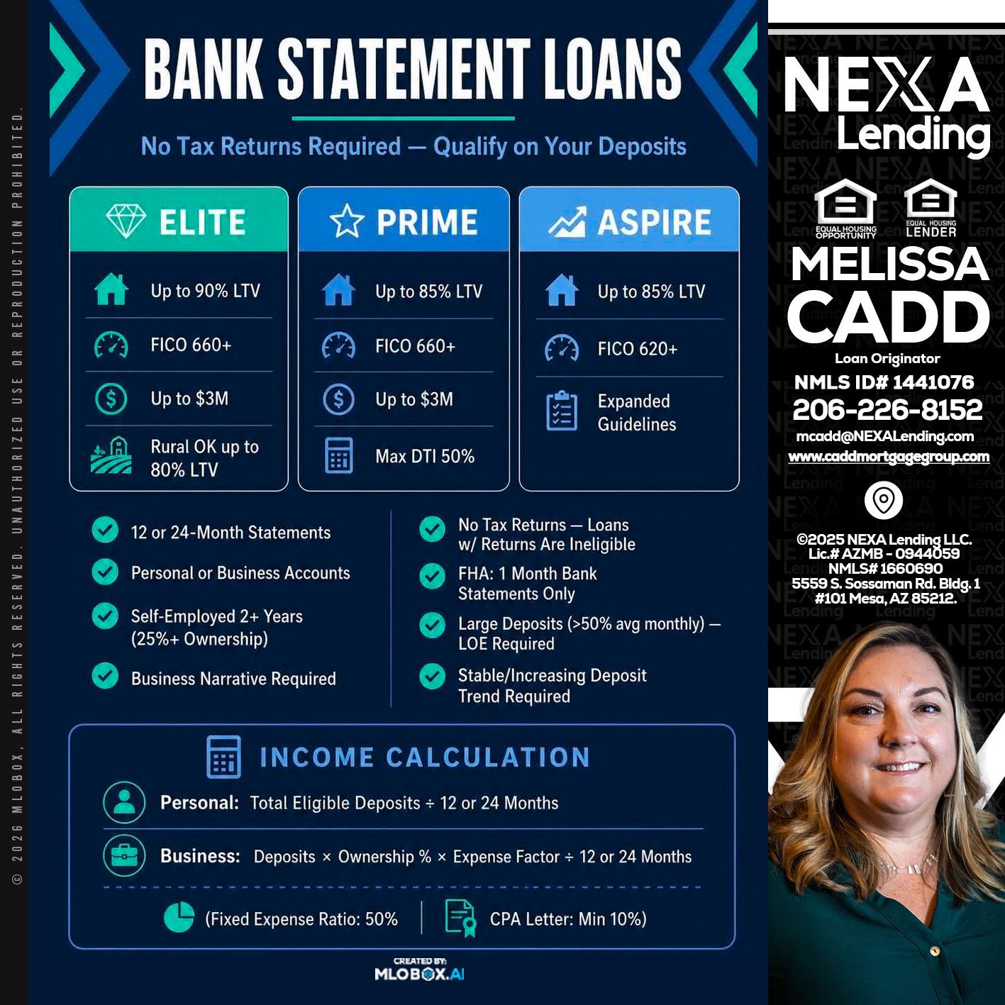 BANK STATEMENT - Melissa Cadd -Loan Originator