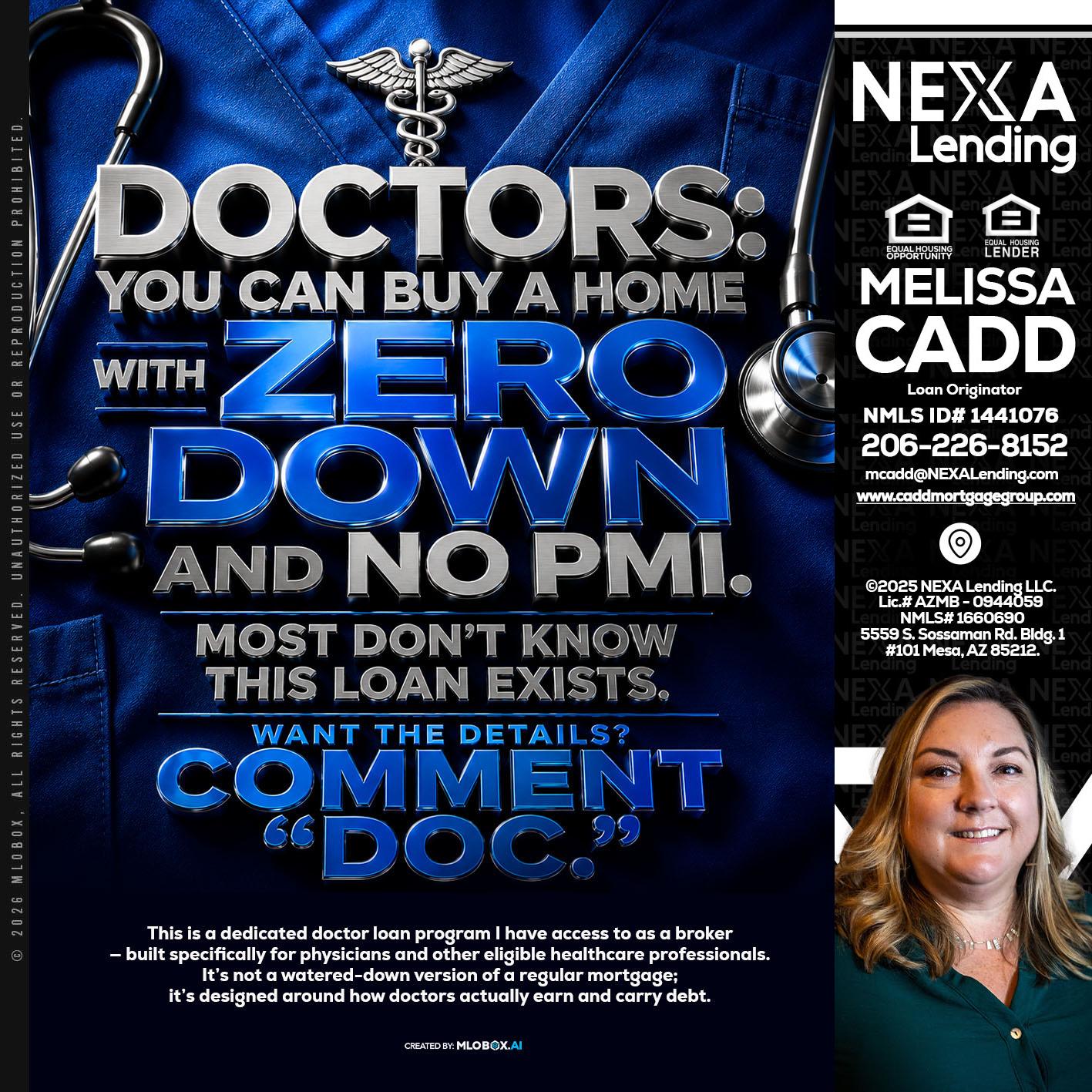 DOCTORS YOU CAN BUY - Melissa Cadd -Loan Originator