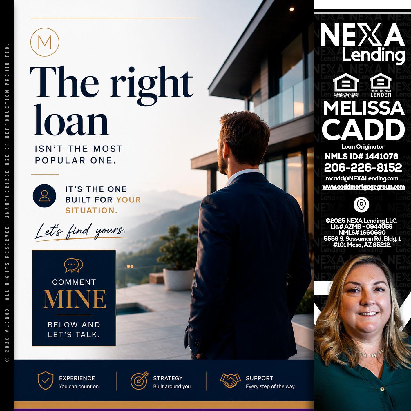 THE RIGHT LOAN - Melissa Cadd -Loan Originator