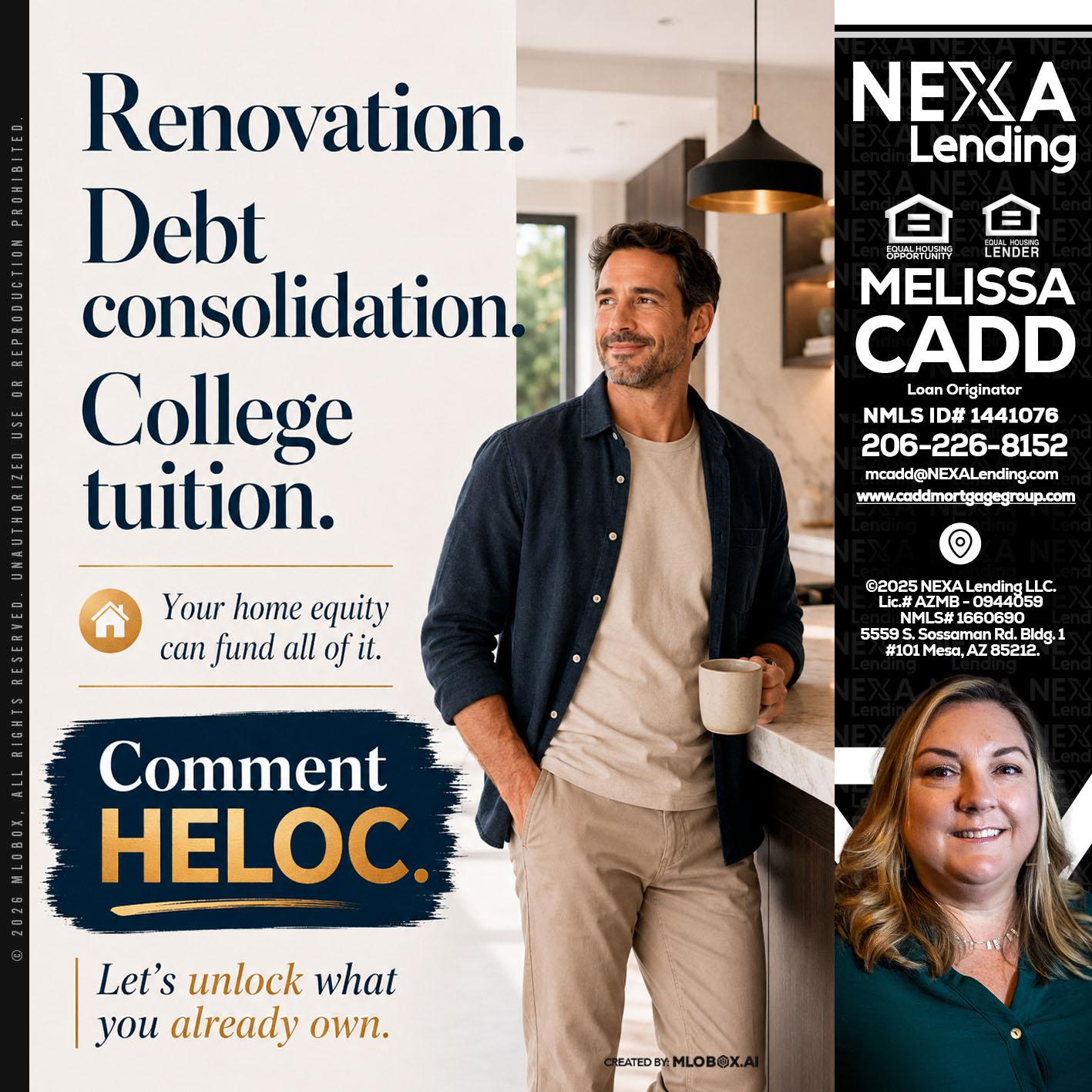 RENOVATION DEBT - Melissa Cadd -Loan Originator