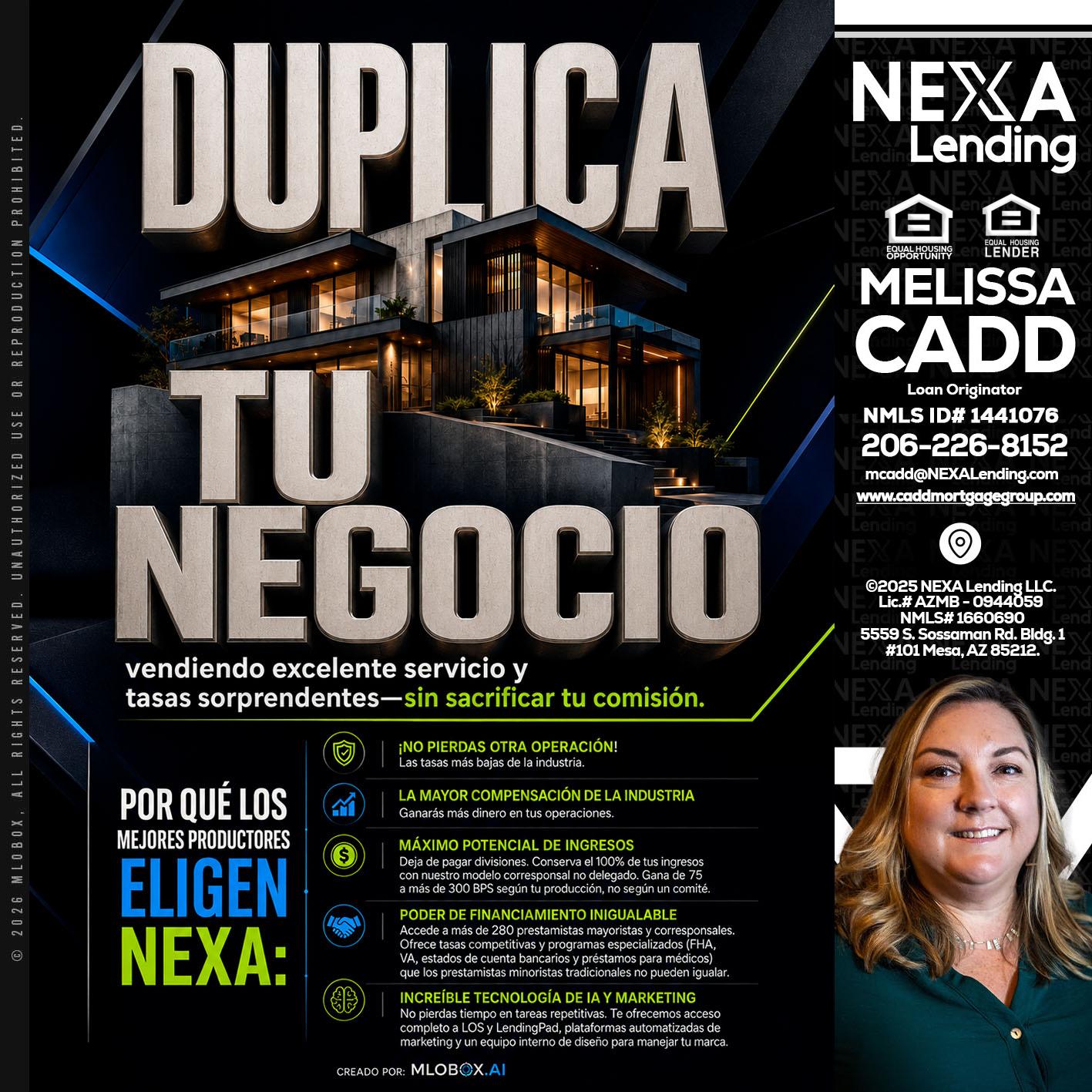 DUPLICA TU NEGOCIO - Melissa Cadd -Loan Originator