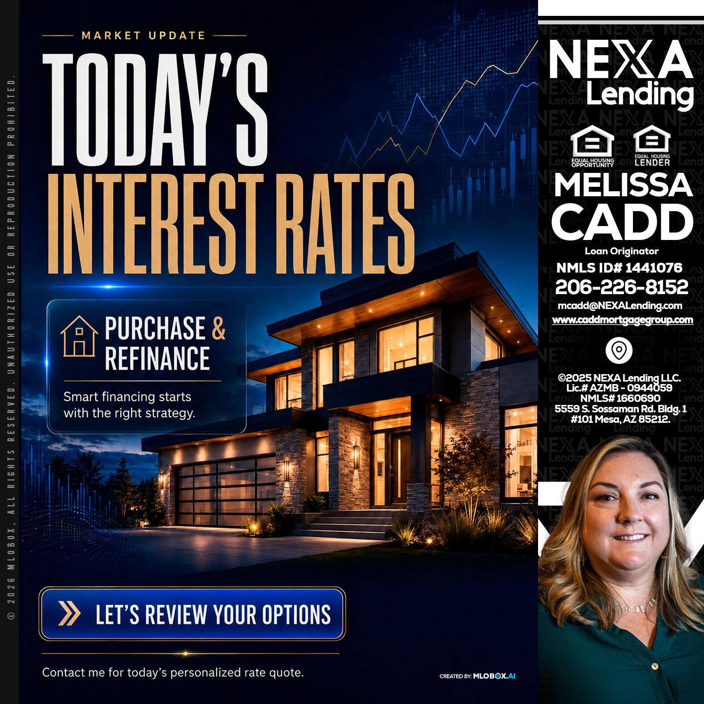 TODAYS RATES - Melissa Cadd -Loan Originator