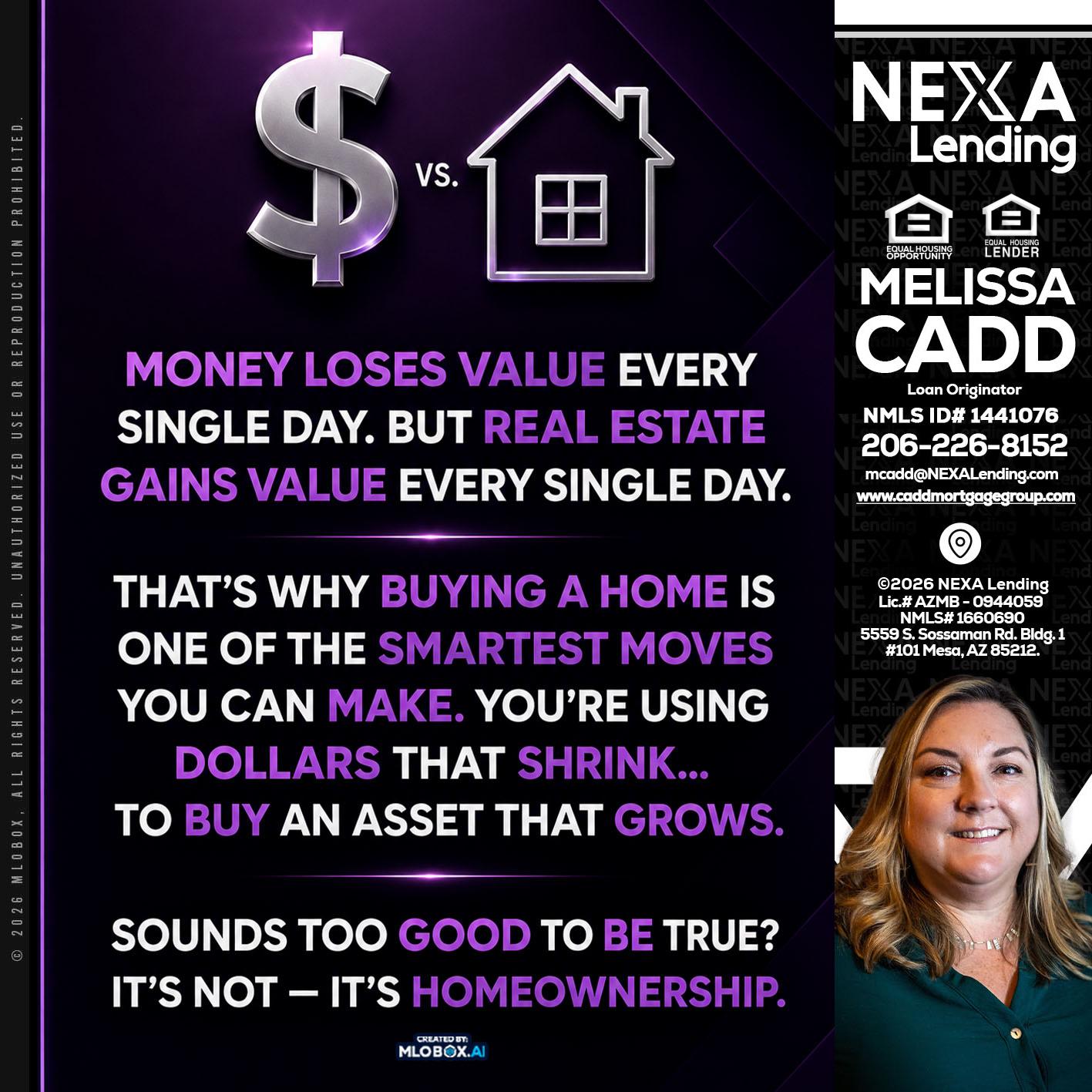MONEY LOSES - Melissa Cadd -Loan Originator