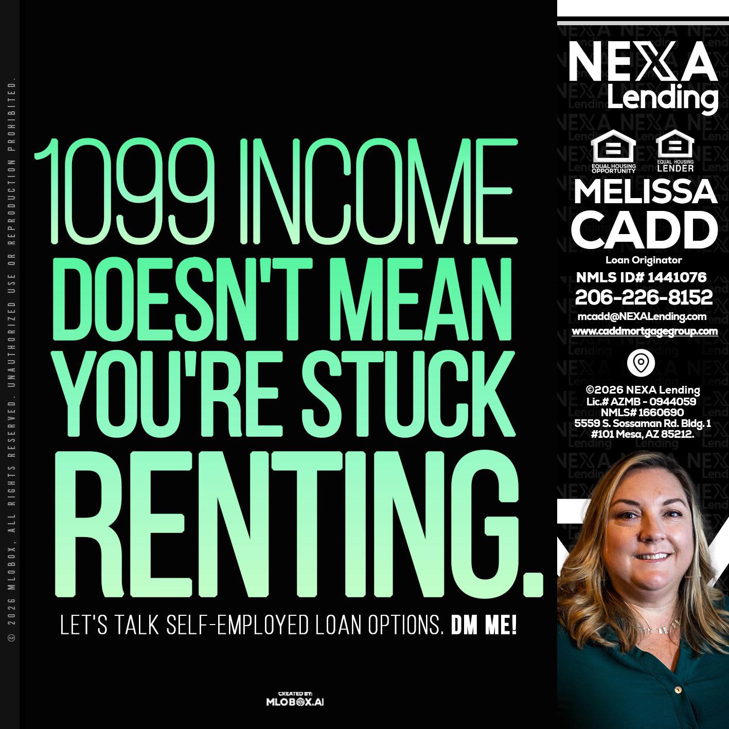 1099 income - Melissa Cadd -Loan Originator