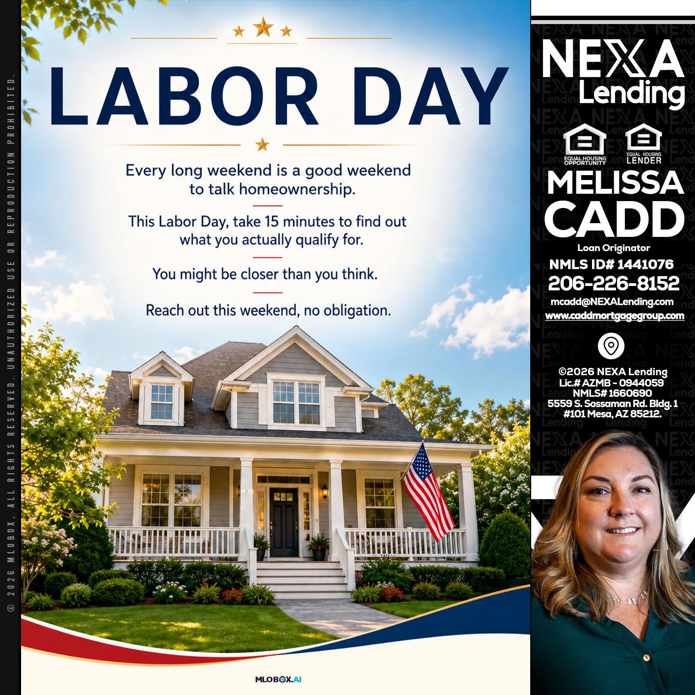 LABOR DAY - Melissa Cadd -Loan Originator